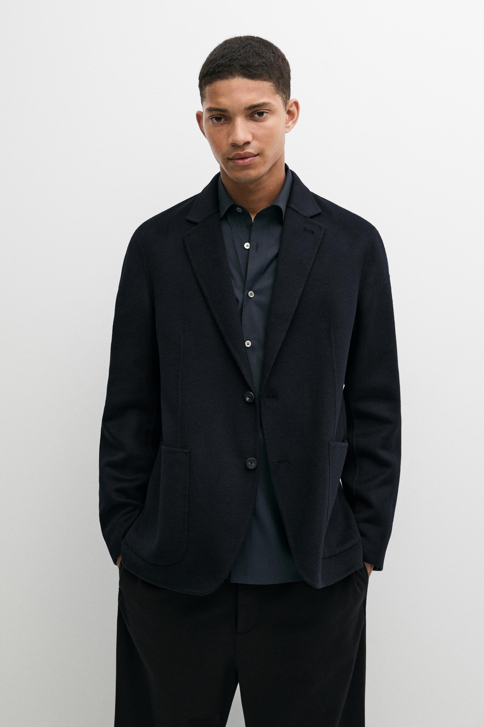 Double-faced wool blend blazer